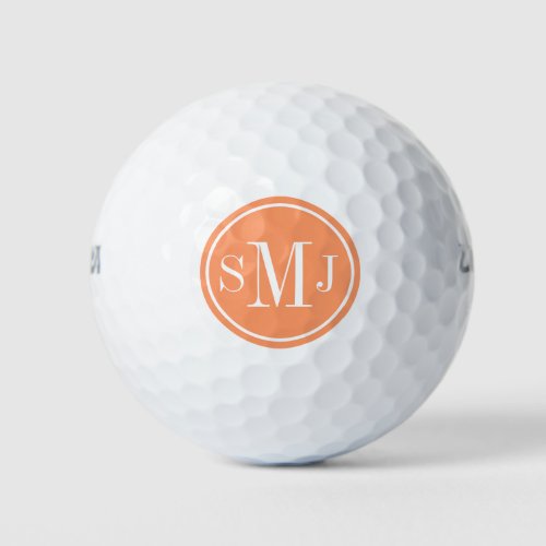 Personalized Monogram and Atomic Orange Frame Golf Balls