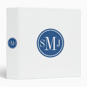 Personalized Monogram and Classic Blue 3 Ring Binder