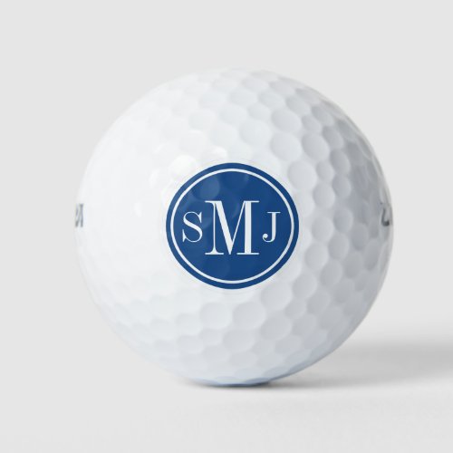 Personalized Monogram and Classic Blue Frame Golf Balls