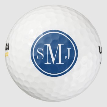 Personalized Monogram And Classic Blue Frame Golf Balls by RicardoArtes at Zazzle