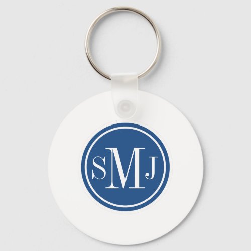 Personalized Monogram and Classic Blue Keychain