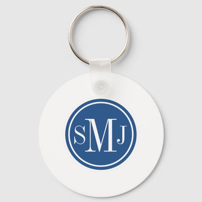 Personalized Monogram and Classic Blue Keychain (Front)