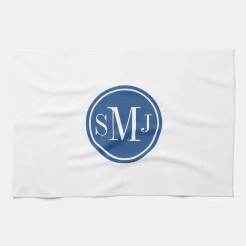 Personalized Monogram and Classic Blue Kitchen Towel