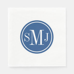 Personalized Monogram and Classic Blue Napkins