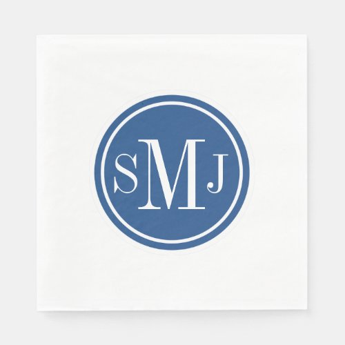 Personalized Monogram and Classic Blue Napkins
