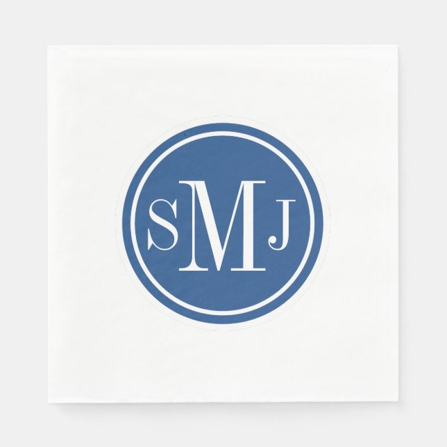 Personalized Monogram and Classic Blue Napkins (Front)