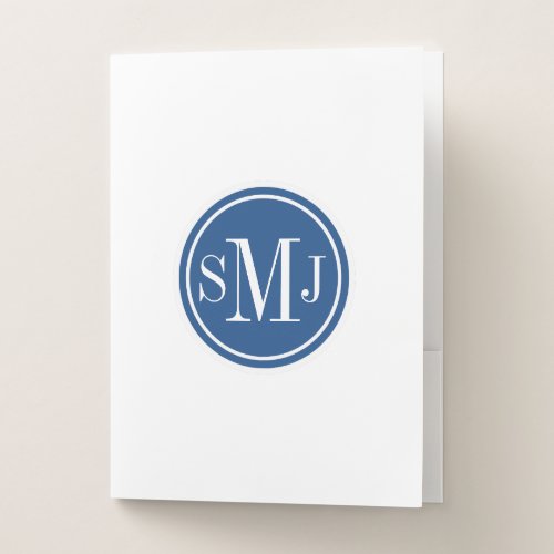 Personalized Monogram and Classic Blue Pocket Folder