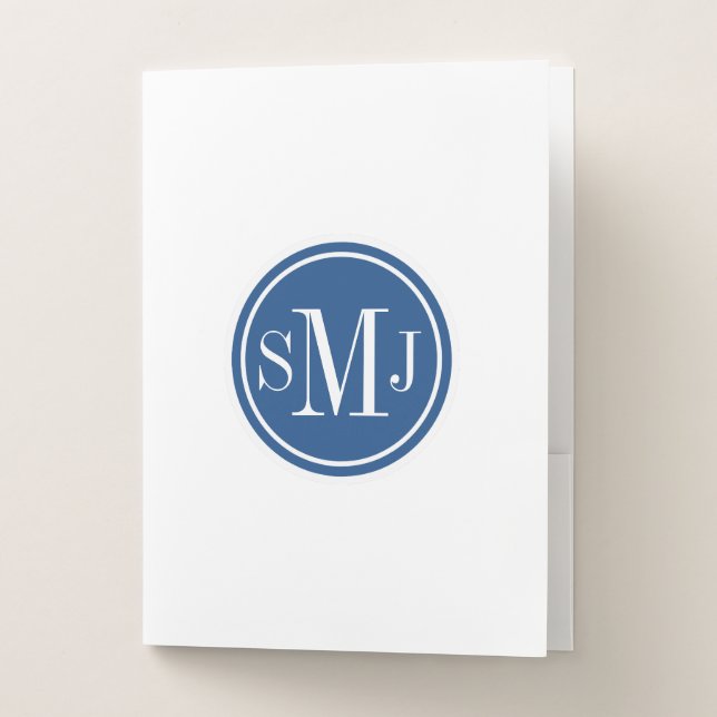 Personalized Monogram and Classic Blue Pocket Folder (Front)