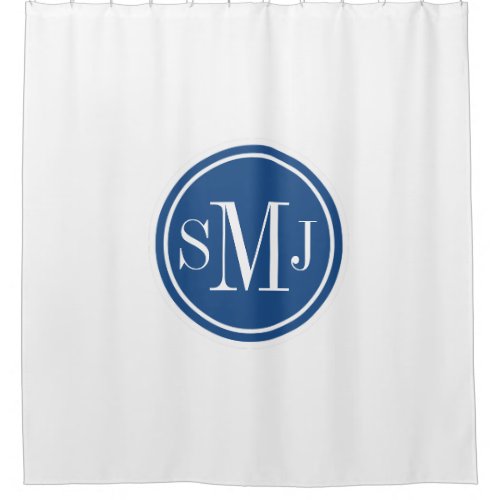 Personalized Monogram and Classic Blue Shower Curtain
