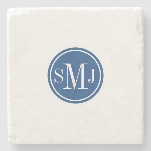 Personalized Monogram and Classic Blue Stone Coaster