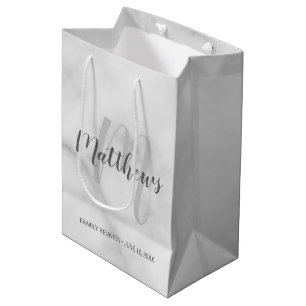 Personalized Monogram and Family Name Marble Medium Gift Bag
