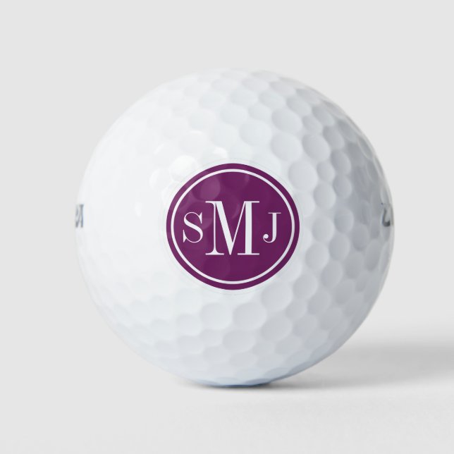 Personalized Monogram and Magenta Purple Frame Golf Balls (Front)