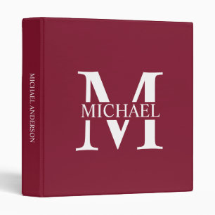 Personalized Monogram and Name 3 Ring Binder