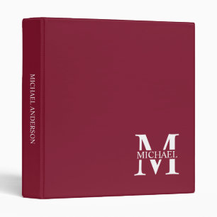 Personalized Monogram and Name 3 Ring Binder