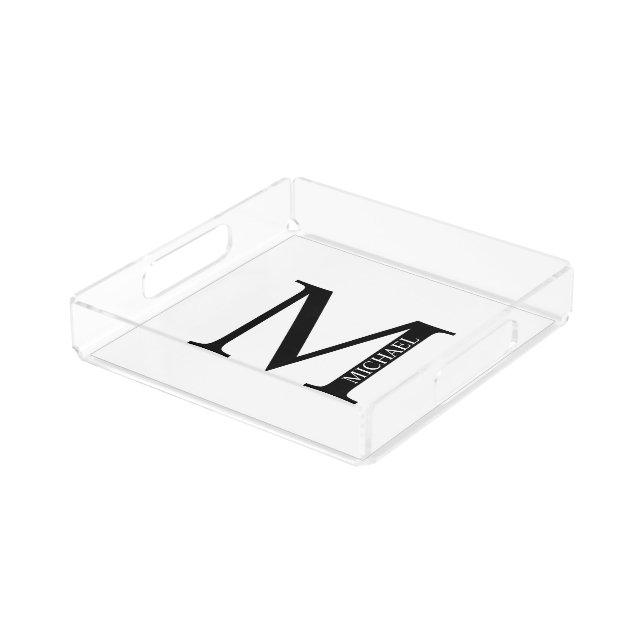 Personalized Monogram and Name Acrylic Tray (Angled)