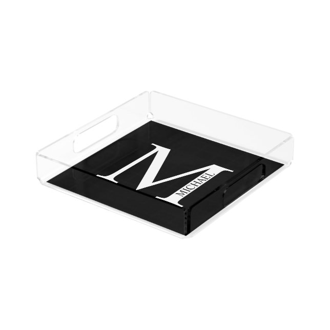 Personalized Monogram and Name Acrylic Tray (Angled)