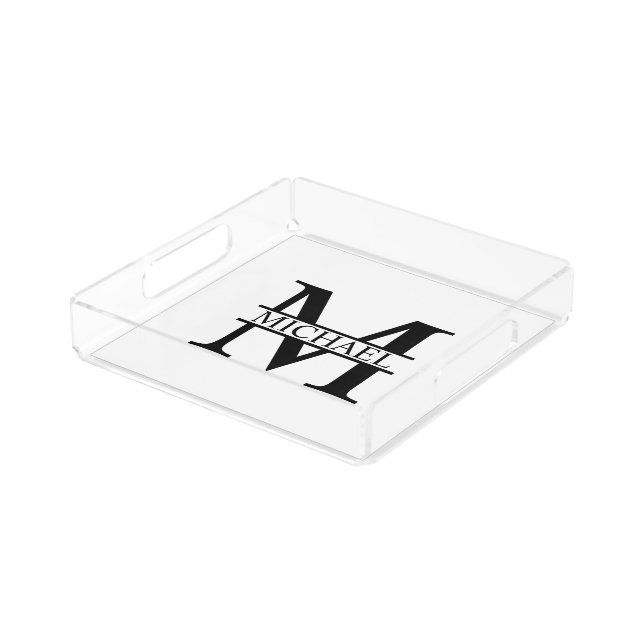 Personalized Monogram and Name Acrylic Tray (Angled)