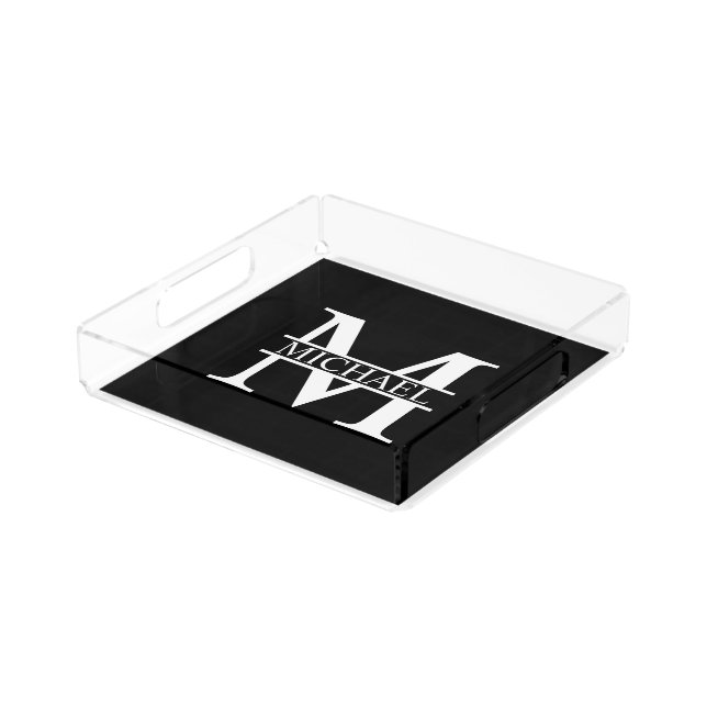 Personalized Monogram and Name Acrylic Tray (Angled)