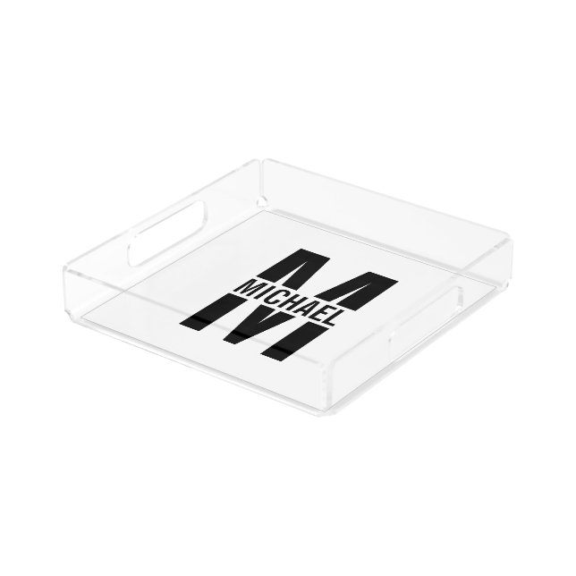Personalized Monogram and Name Acrylic Tray (Angled)