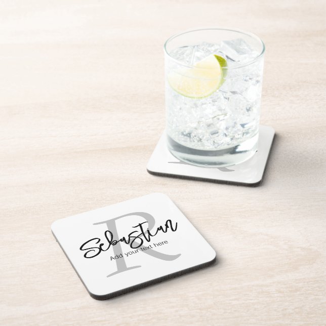 Personalized Monogram and Name Beverage Coaster (Right Side)