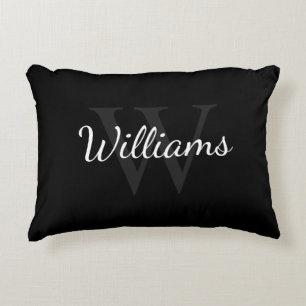 Personalized Monogram and Name Black Accent Pillow