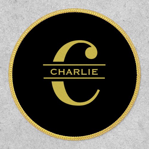 Personalized Monogram And Name Black And Gold Patch