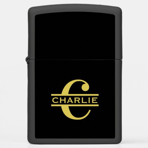 Personalized Monogram And Name Black And Gold Zippo Lighter