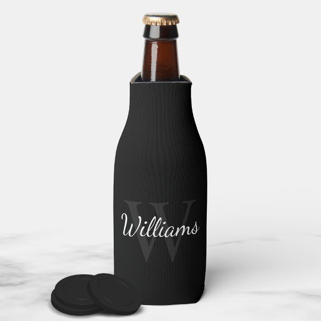 Personalized Monogram and Name Black Bottle Cooler (Creator Uploaded)