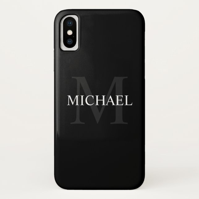 Personalized Monogram and Name Black Case-Mate iPhone Case (Back)
