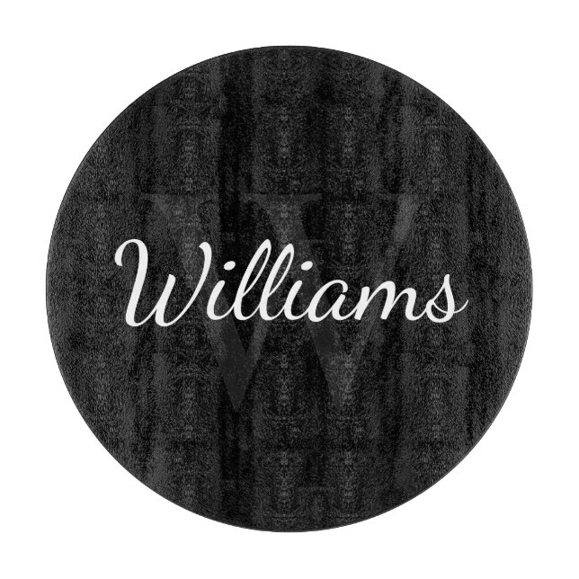 Personalized Monogram and Name Black Cutting Board (Front)