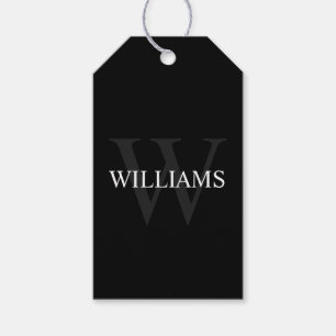 Personalized Monogram and Name Black Gift Tags