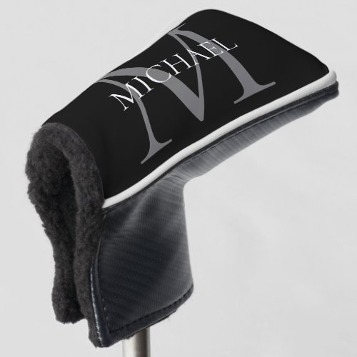 Personalized Monogram and Name Black Golf Head Cover