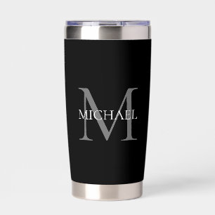 Personalized Monogram and Name Black Insulated Tumbler