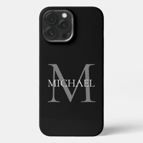 Personalized Monogram and Name Black iPhone 13 Pro Max Case