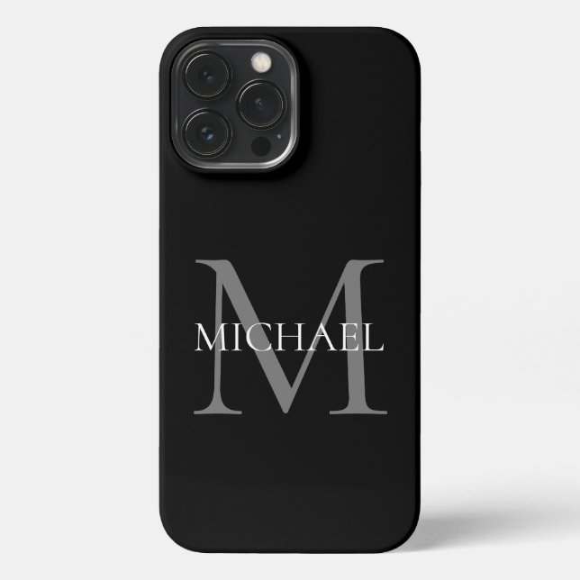 Personalized Monogram and Name Black iPhone Case (Back)