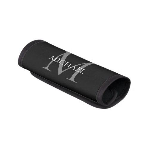 Personalized Monogram and Name Black Luggage Handle Wrap