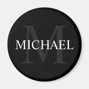 Personalized Monogram and Name Black Magnet