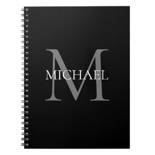Personalized Monogram and Name Black Notebook