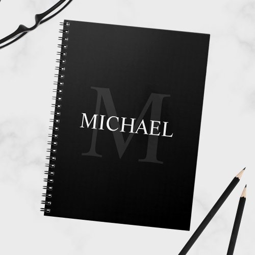 Personalized Monogram and Name Black Notebook