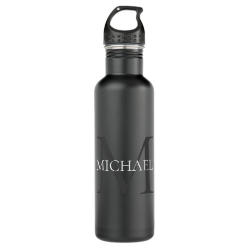 Personalized Monogram and Name Black Stainless Steel Water Bottle