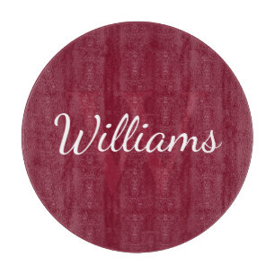 Personalized Monogram and Name Burgundy Red Cutting Board