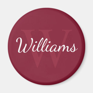 Personalized Monogram and Name Burgundy Red Magnet