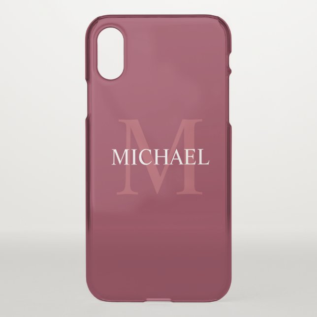 Personalized Monogram and Name Burgundy Red Uncommon iPhone Case (Back)