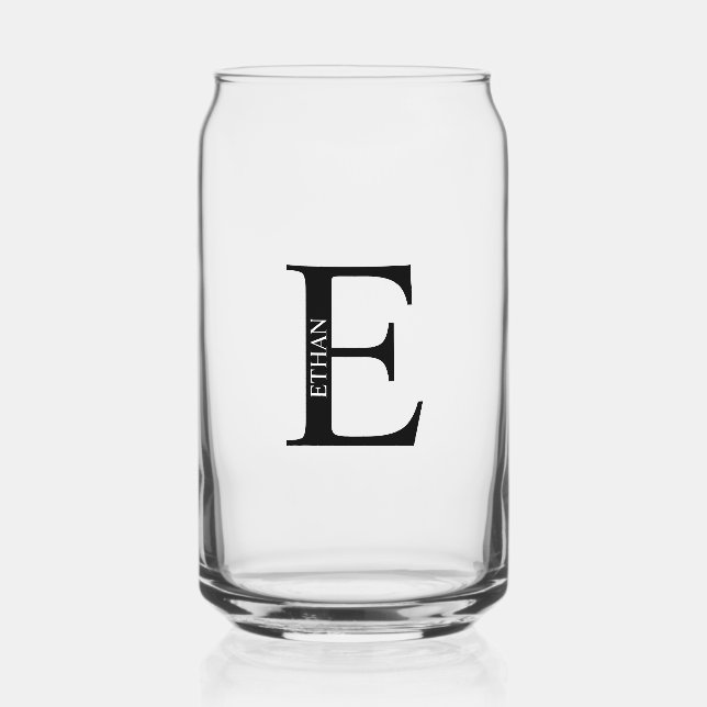 Personalized Monogram and Name Can Glass (Front)