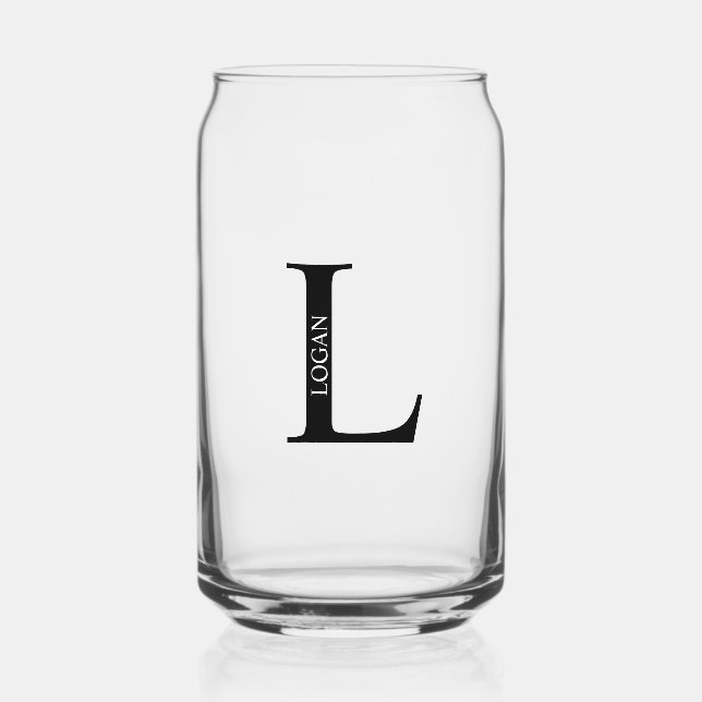 Personalized Monogram and Name Can Glass (Front)