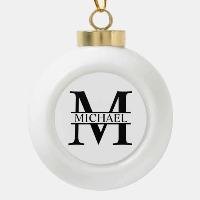 Personalized Monogram and Name Ceramic Ball Christmas Ornament (Front)