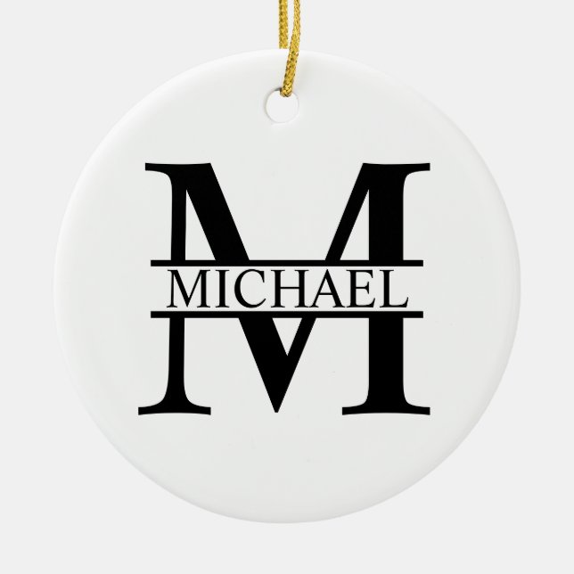 Personalized Monogram and Name Ceramic Ornament (Front)