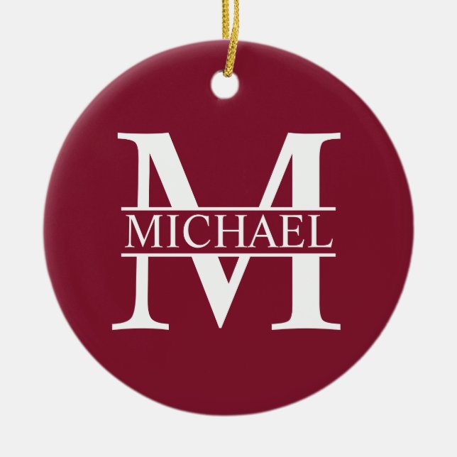 Personalized Monogram and Name Ceramic Ornament (Front)