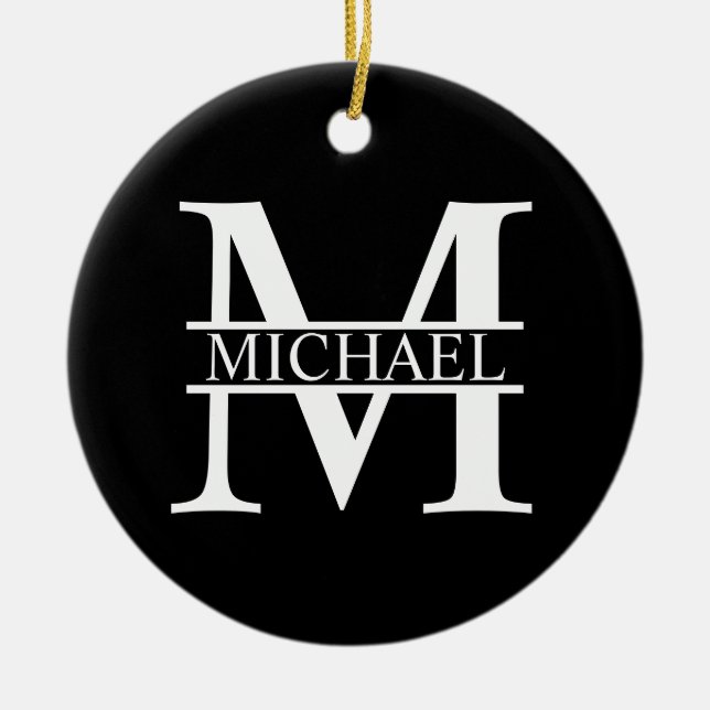 Personalized Monogram and Name Ceramic Ornament (Front)