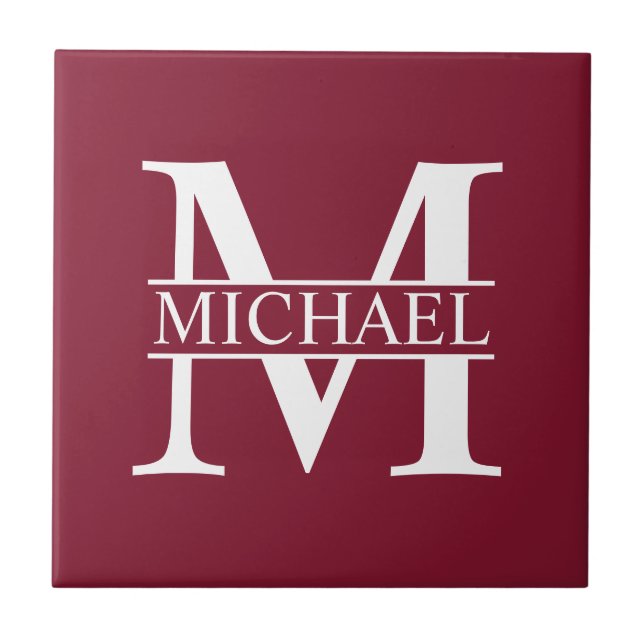 Personalized Monogram and Name Ceramic Tile (Front)
